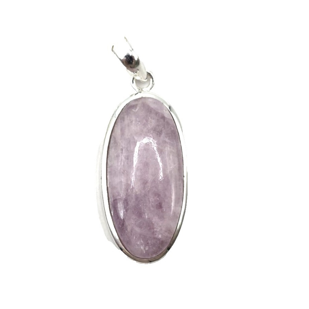Genuine‎ Kunzite Pink Oval Pendent Sterling Silver 1.25" L Bezel Handmade NWT